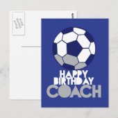 Carte Postale Joyeux COACH d'anniversaire avec ballon de footbal (Devant / Derrière)