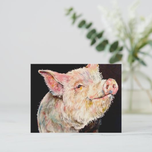 Carte Postale Joyeux cochon. (Debout devant)