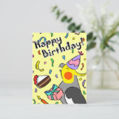 Carte Postale Joyeux Cockatiel d'anniversaire (Debout devant)