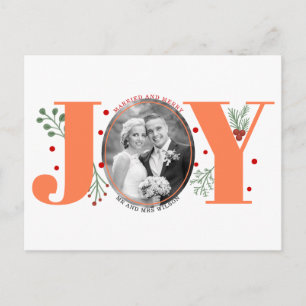 Carte Postale Joyeux corail marié et joyeux photo de Noël