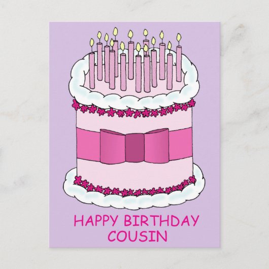 Carte Postale Joyeux Cousin Cake and Candles (Devant)