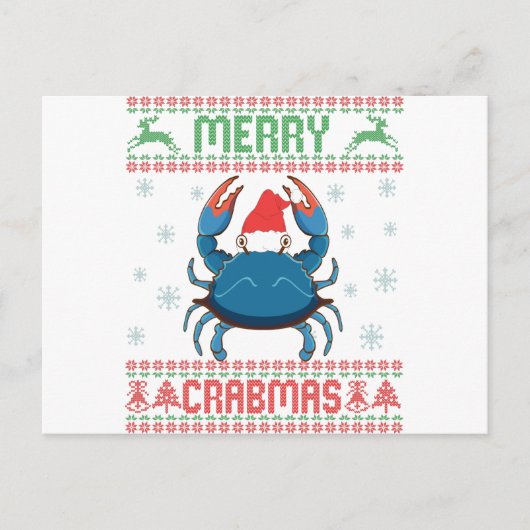 Carte Postale Joyeux crabes Funny Crabe laide de Noël (Devant)