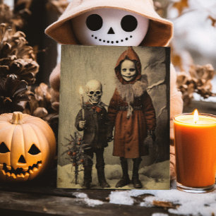 Carte Postale Joyeux Creepmas Créatif Vintage squelette gothique