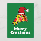 Carte Postale Joyeux Crustmas FUNNY PIZA SLICE PÈRE NOËL (Devant)