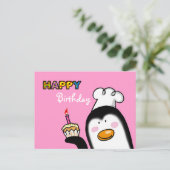 Carte Postale Joyeux cupcake de pingouin d'anniversaire (Debout devant)