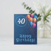 Carte Postale Joyeux design d'anniversaire avec ballons et confe (Debout devant)