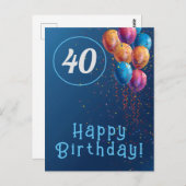 Carte Postale Joyeux design d'anniversaire avec ballons et confe (Devant / Derrière)