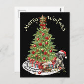 Carte Postale Joyeux dessin de chien Woofmas - Grand Danse (Devant / Derrière)