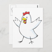 Carte Postale Joyeux Dessin De Poulets Hen (Devant / Derrière)