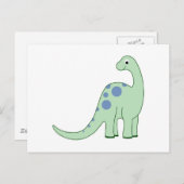 Carte Postale Joyeux Dinosaur Dessin Vert (Devant / Derrière)