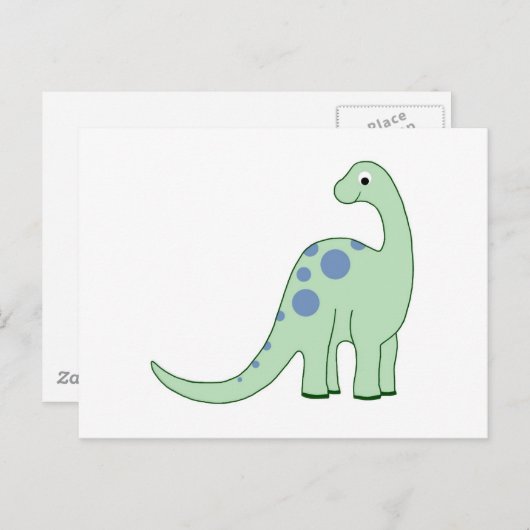 Carte Postale Joyeux Dinosaur Dessin Vert (Devant / Derrière)