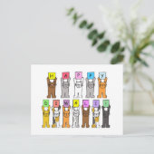 Carte Postale Joyeux Diwali, Mignons Chats Caricaturaux. (Debout devant)