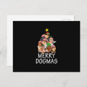 Carte Postale Joyeux Dogmas mignon chien Noël Arbre de Noël chie (Devant / Derrière)