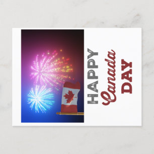 Carte Postale Joyeux drapeau et feux d'artifice de la fête du Ca