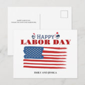 Carte Postale Joyeux drapeau patriotique de la fête du travail a (Devant / Derrière)