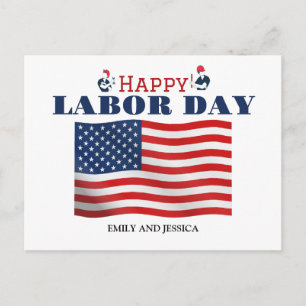 Carte Postale Joyeux drapeau patriotique de la fête du travail a