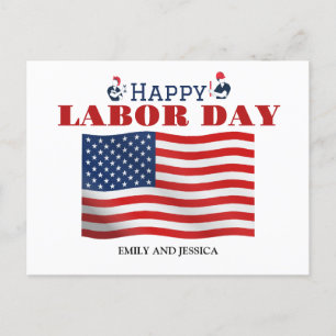 Carte Postale Joyeux drapeau patriotique de la fête du travail a