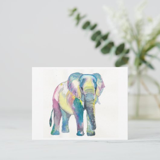 Carte Postale Joyeux éléphant coloré (Debout devant)