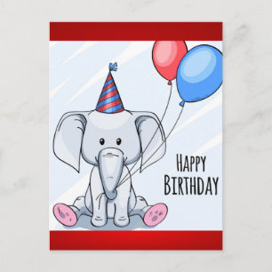 Carte Postale Joyeux éléphant d'anniversaire