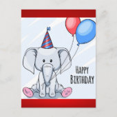 Carte Postale Joyeux éléphant d'anniversaire (Devant)