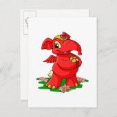 Carte Postale Joyeux éléphant rouge à Shenkuu (Devant / Derrière)