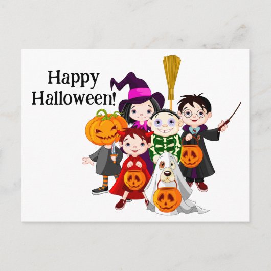Carte Postale Joyeux enfants d'Halloween (Devant)