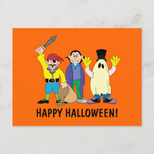 Carte Postale Joyeux enfants d'Halloween en costume