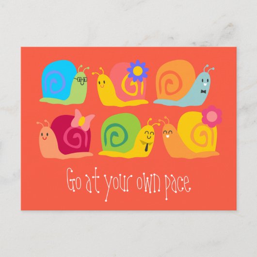 Carte Postale Joyeux escargots mignons escargots propre rythme (Devant)