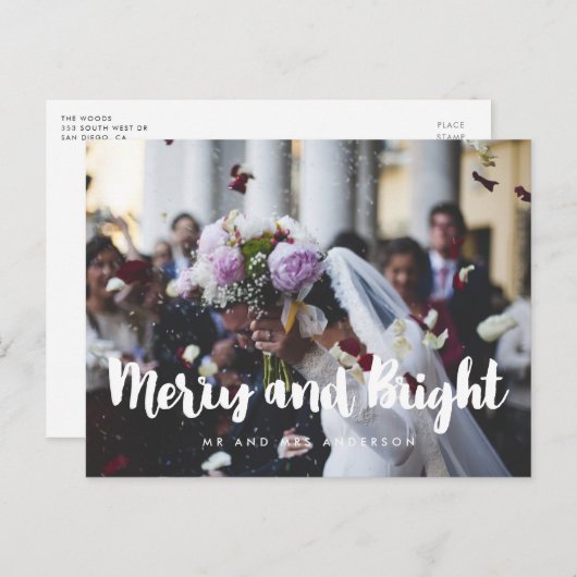 Carte Postale Joyeux et brillant photo mariage moderne (Devant / Derrière)