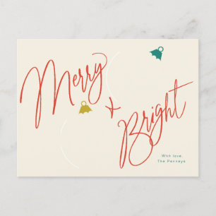 Carte Postale Joyeux et brillant script et ornements photo desig