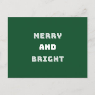 Carte Postale Joyeux et lumineux, Art de Noël vert, Vacances
