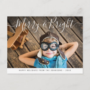 Carte Postale Joyeux et lumineux Élégant lettrage de noël
