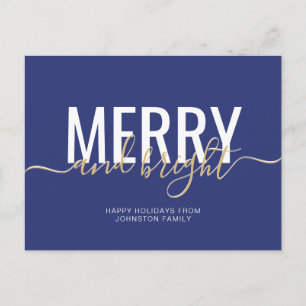 Carte Postale Joyeux et lumineux Noël bleu de fêtes