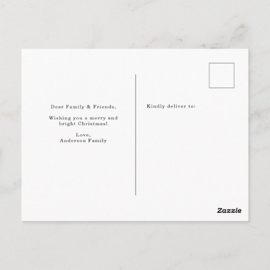 Carte Postale Joyeux et lumineux Simple Photo Sage vert Noël (Dos)