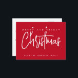 Carte Postale Joyeux et Noël lumineux script simple<br><div class="desc">Typographie de script moderne simple minimaliste Merry Christmas carte postale</div>
