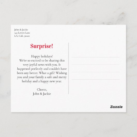 Carte Postale Joyeux Faire-part de Noël Fiançailles (Dos)