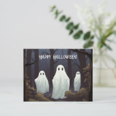 Carte Postale Joyeux fantômes d'Halloween dans une forêt (Debout devant)