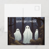 Carte Postale Joyeux fantômes d'Halloween dans une forêt (Devant / Derrière)