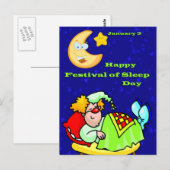Carte Postale Joyeux Festival du Jour du Sommeil 3 janvier (Devant / Derrière)