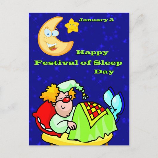Carte Postale Joyeux Festival du Jour du Sommeil 3 janvier (Devant)