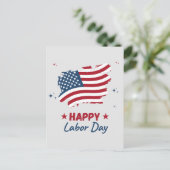 Carte Postale Joyeux Fête du Travail Drapeau rouge blanc et bleu (Debout devant)