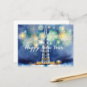 Carte Postale Joyeux feu d'artifice du Nouvel An sur Dubais Skyl