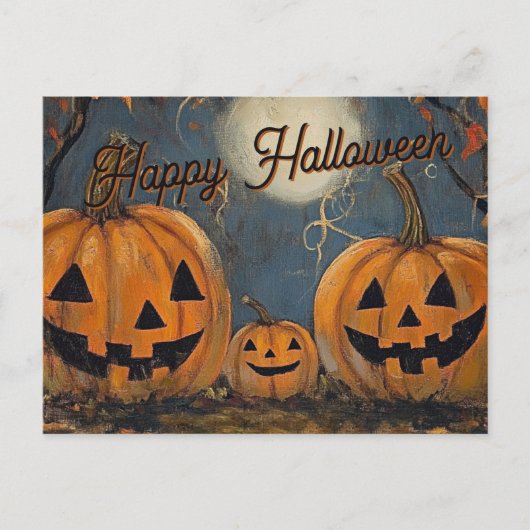 Carte Postale Joyeux feu de lanterne Jack O'Halloween (Devant)