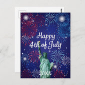 Carte Postale Joyeux feux d'artifice 4 juillet (Devant / Derrière)