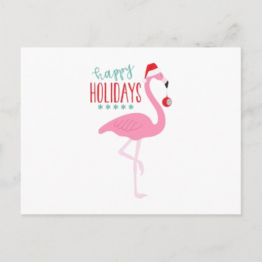 Carte Postale Joyeux Flamant rose des Fêtes (Devant)