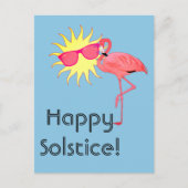 Carte Postale Joyeux Flamant rose solstice et face soleil (Devant)