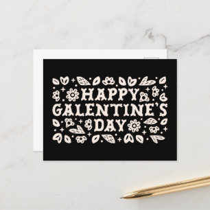 Carte Postale Joyeux Galentines Day bestie souhaite rétro noir