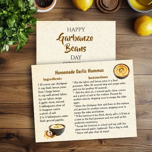 Carte Postale Joyeux Garbanzo Bean Day | 21 octobre