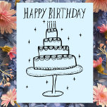 Carte Postale Joyeux gâteau d'anniversaire Whimsical Sketch Dood<br><div class="desc">Dessin doux d'un gâteau mignon pour souhaiter un joyeux anniversaire à quelqu'un ! Cliquez sur "modifier à l'aide de l'outil de conception" pour ajuster les polices, les couleurs et les placements. Vous pouvez modifier la couleur de l'arrière - plan ou consulter ma boutique pour plus d'options de couleur. Customisez avec...</div>