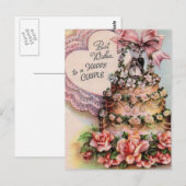 Carte Postale Joyeux gâteau Mariage Couple (Devant / Derrière)